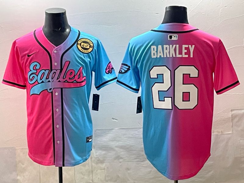 Men 2025 Philadelphia Eagles #26 Barkley Blue pink Nike Limited NFL Jersey style 07->philadelphia eagles->NFL Jersey